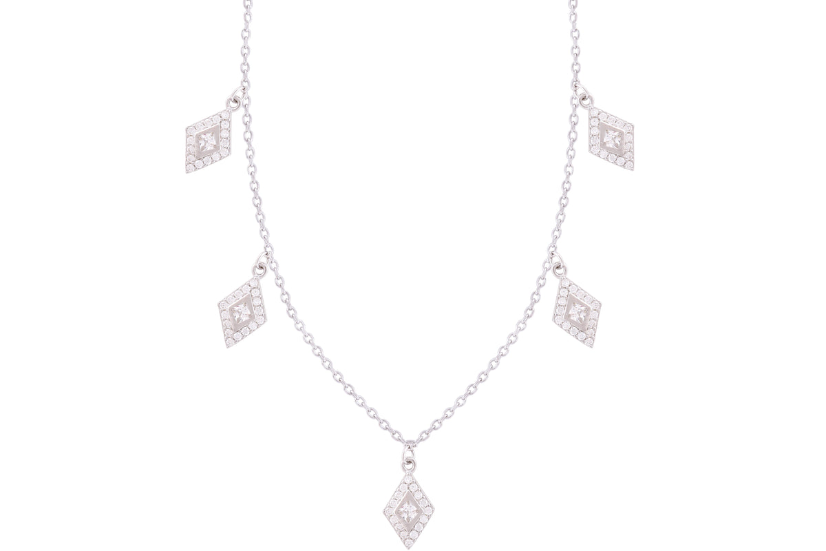 Asfour Crystal Charm Necklace With Marquise Design In 925 Sterling Silver-ND0283