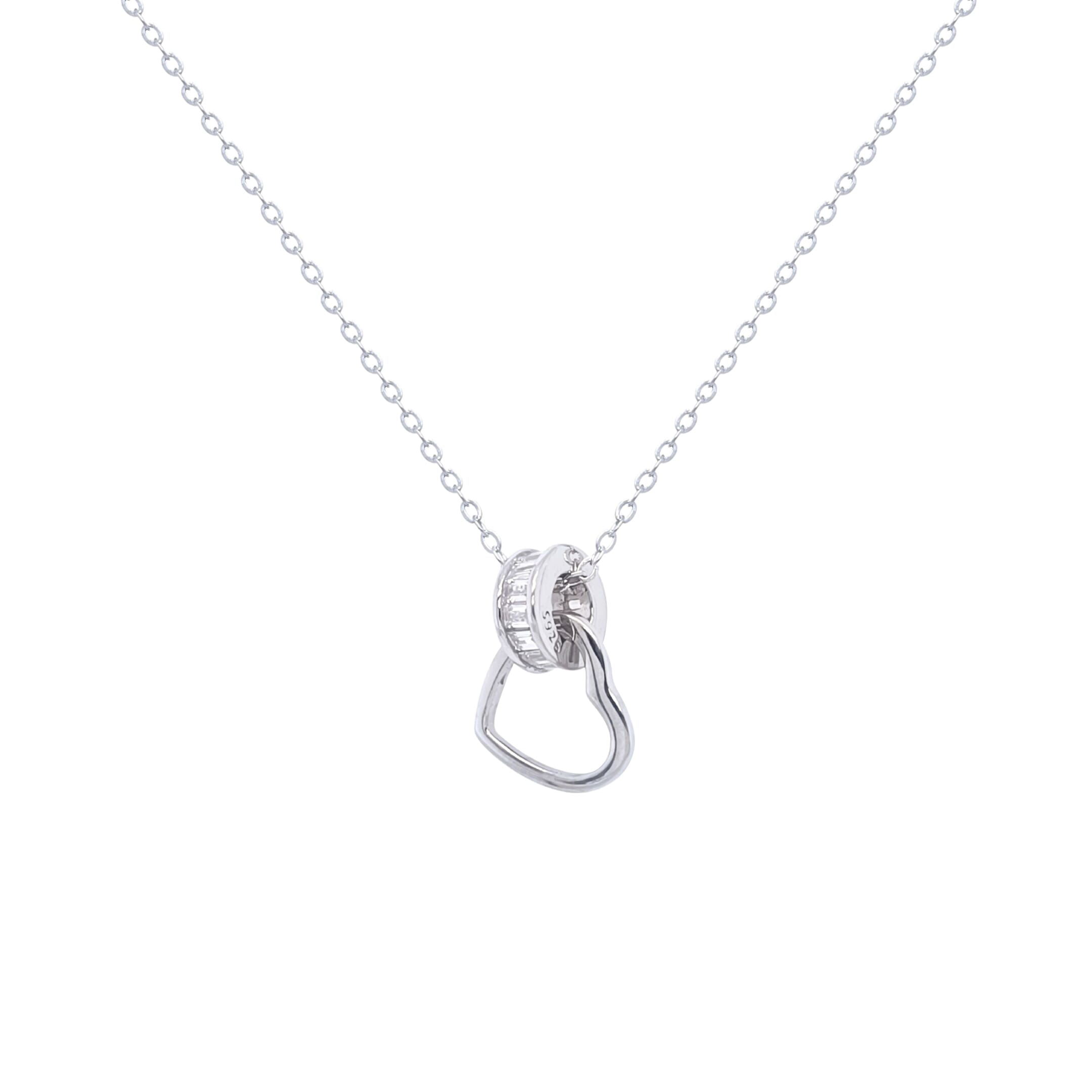Asfour Crystal Chain Bracelet With Heart Pendant In 925 Sterling Silver-ND0311