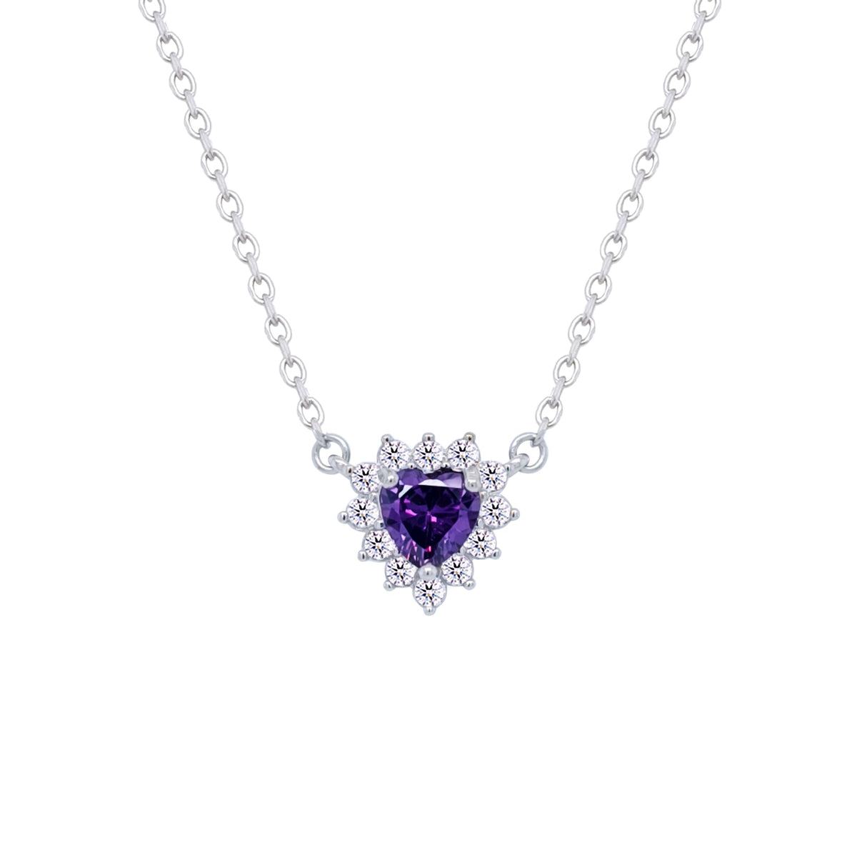 Asfour Crystal Chain Necklace With Dark Tenzanite Heart Design In 925 Sterling Silver-ND0394-N5