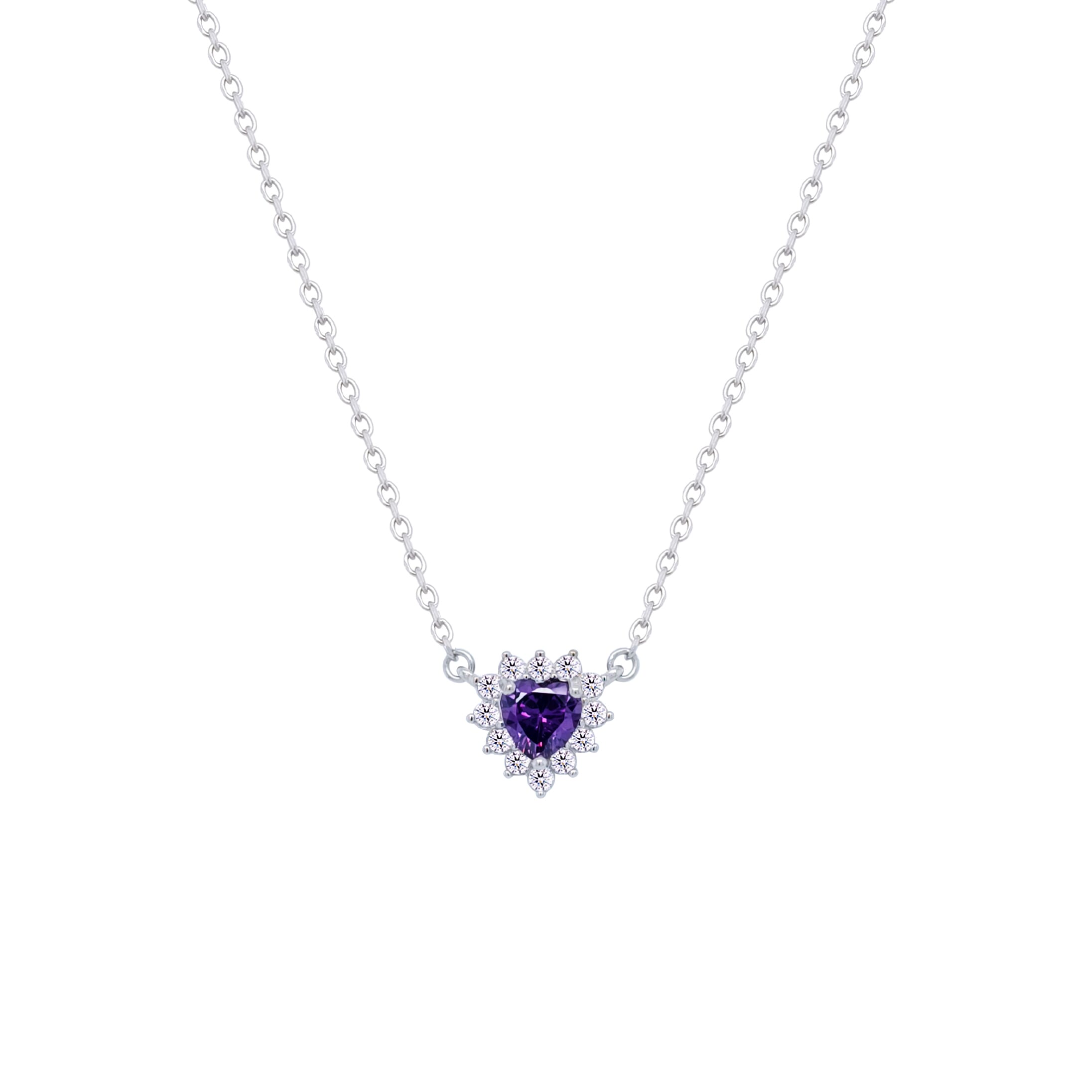 Asfour Crystal Chain Necklace With Dark Tenzanite Heart Design In 925 Sterling Silver-ND0394-N5