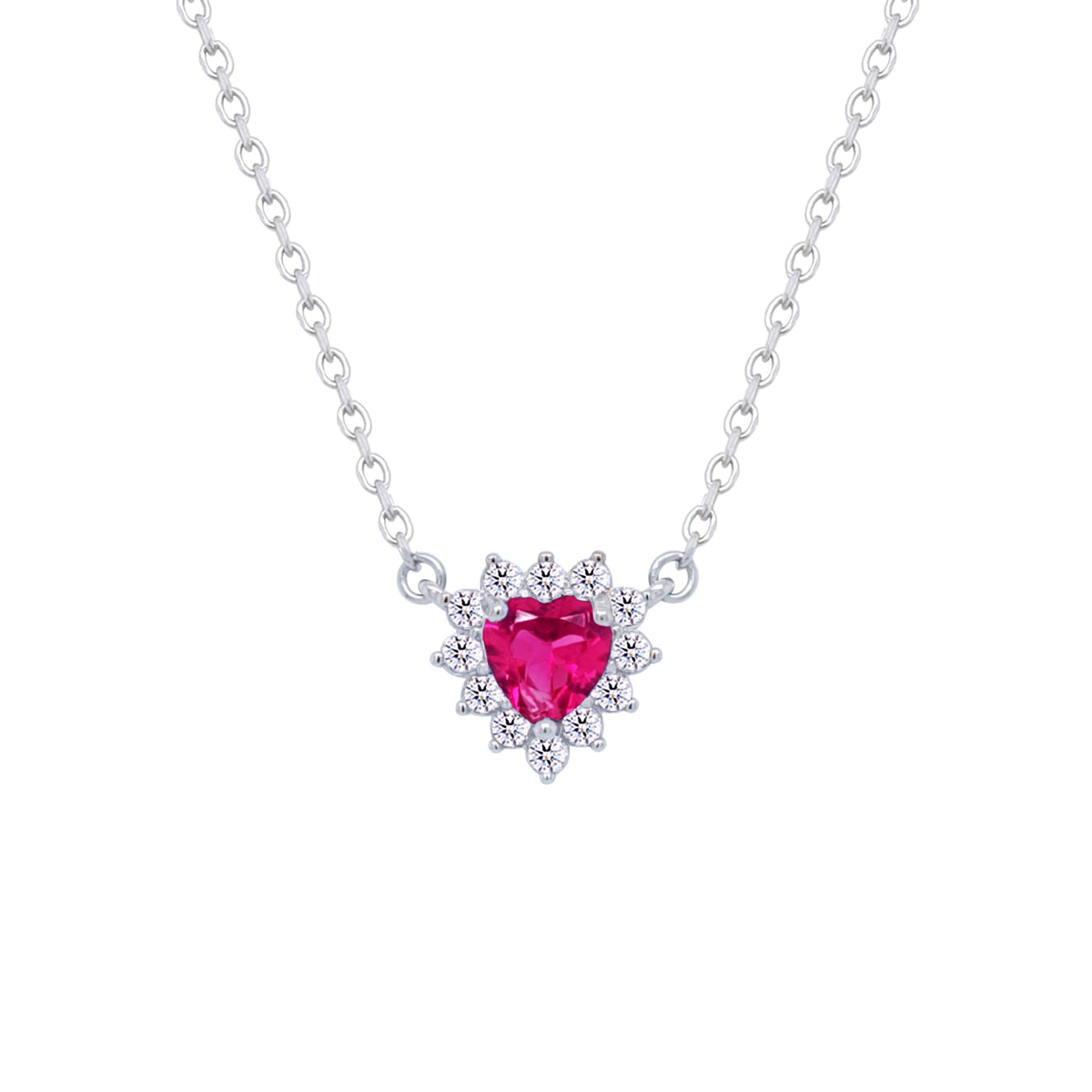 Asfour Crystal Chain Necklace With Dark Rose Heart Design In 925 Sterling Silver-ND0394-O5