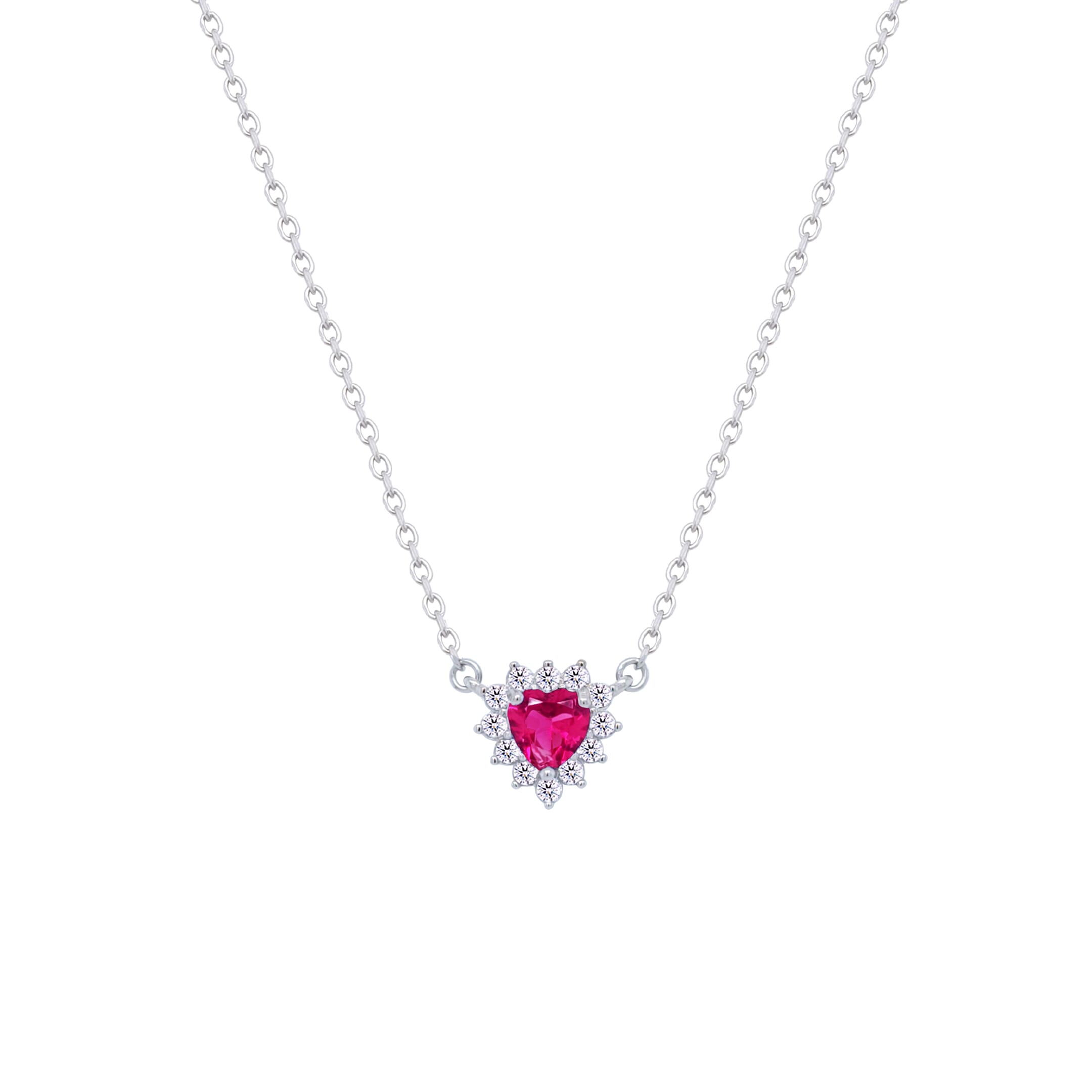 Asfour Crystal Chain Necklace With Dark Rose Heart Design In 925 Sterling Silver-ND0394-O5