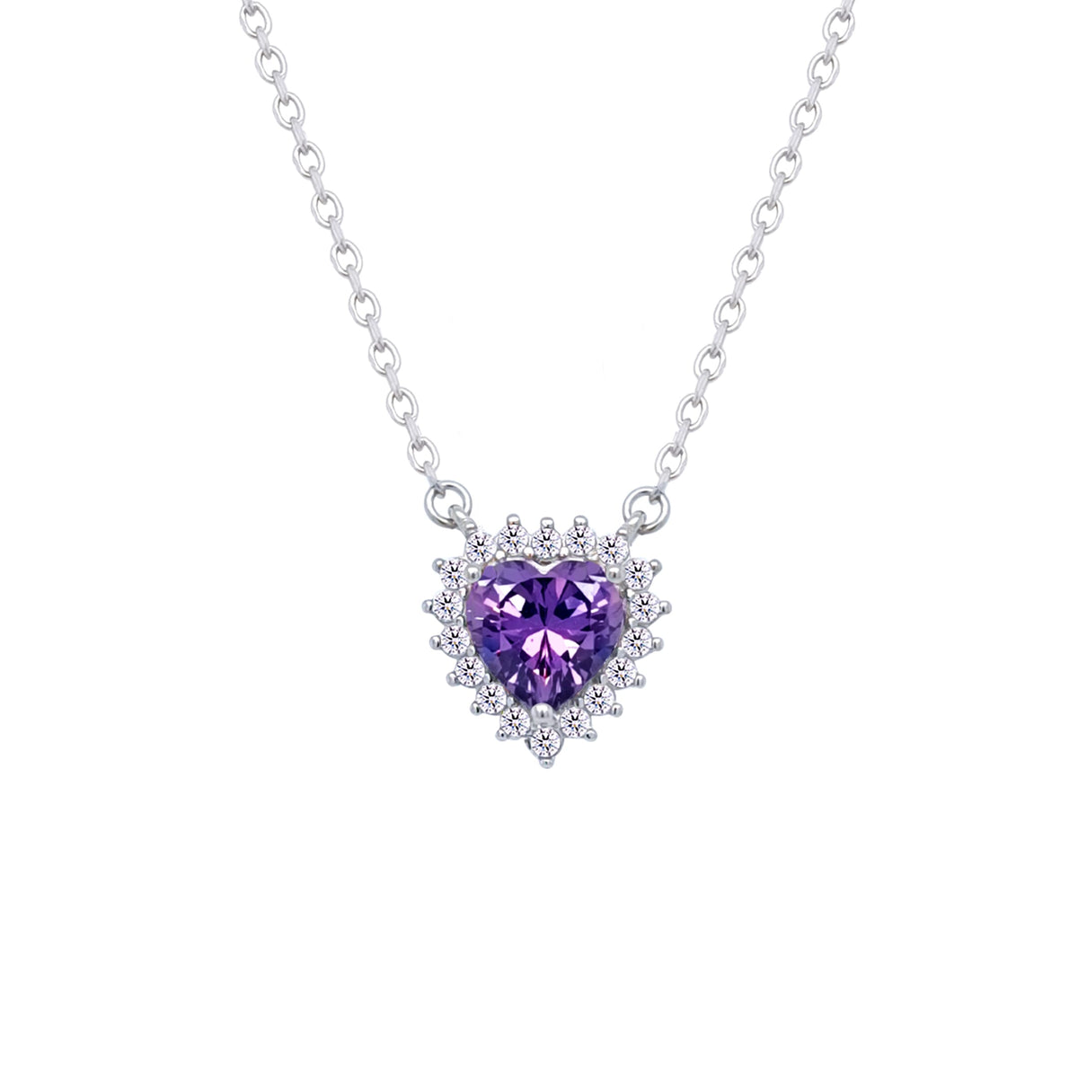 Asfour Crystal Chain Necklace With Dark Tenzanite Heart Design In 925 Sterling Silver-ND0395-N5