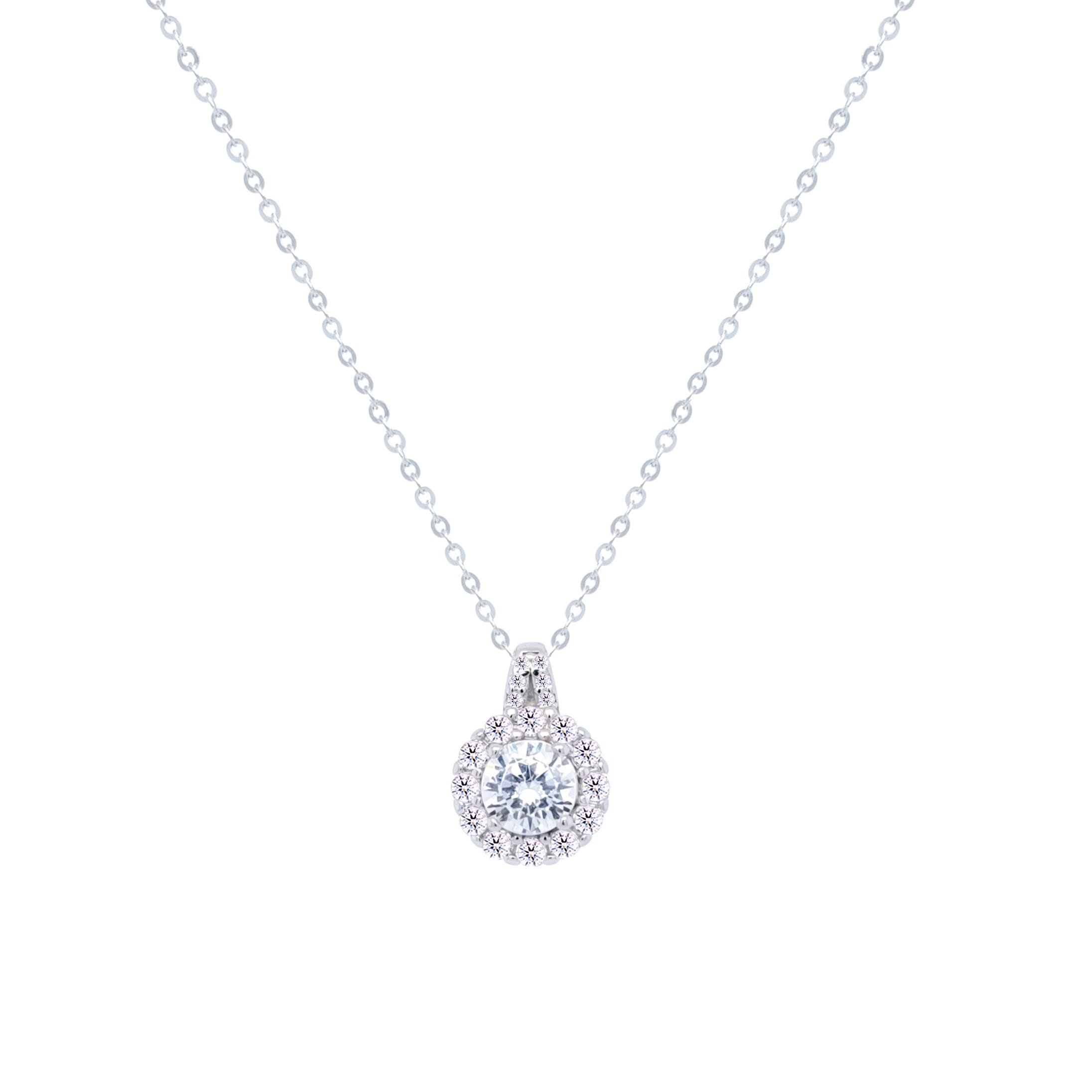 Asfour Crystal Chain Necklace With Decorative Round Pendant In 925 Sterling Silver-ND0408