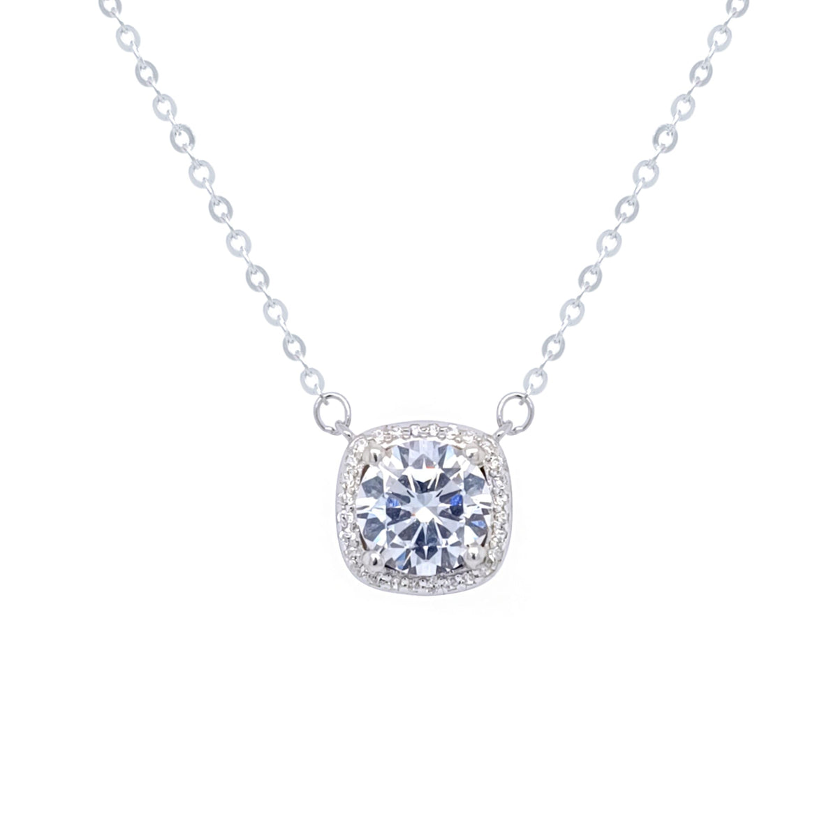 Asfour Crystal Chain Necklace With Decorative Round Zircon Stone In 925 Sterling Silver-ND0411