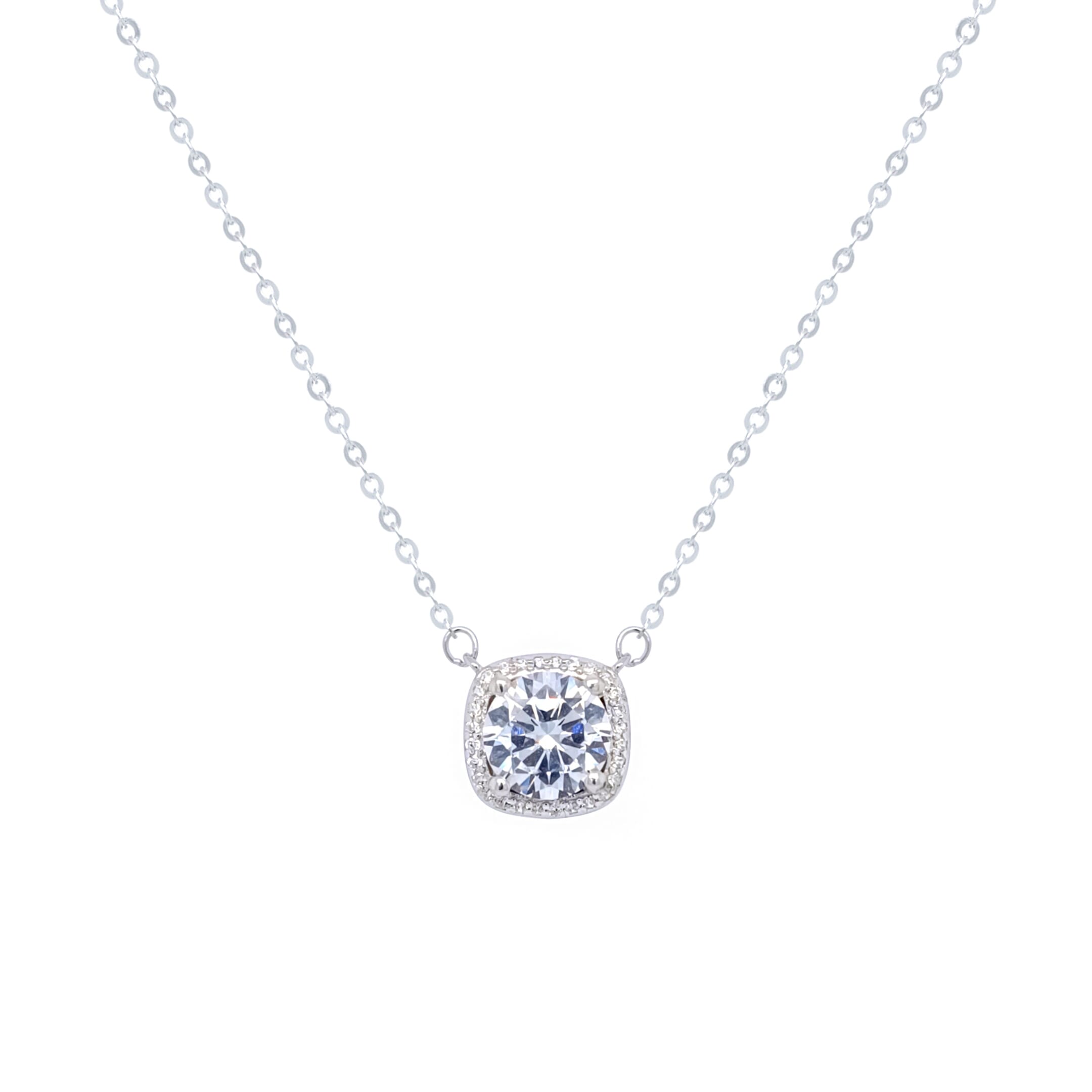 Asfour Crystal Chain Necklace With Decorative Round Zircon Stone In 925 Sterling Silver-ND0411