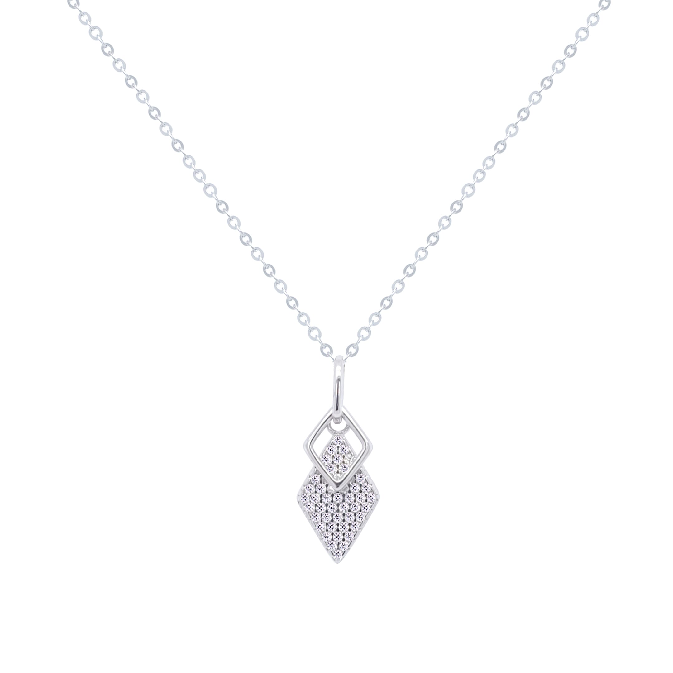 Asfour Crystal Chain Necklace With Decorative Rhombus Pendant In 925 Sterling Silver-ND0421