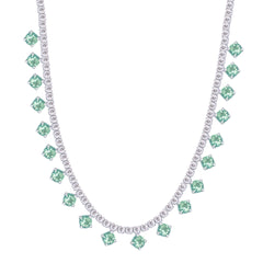 Asfour Crystal Tennis Necklace Inlaid With Emerald Zircon In 925 Sterling Silver-ND0423-WG