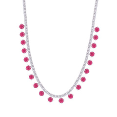 Asfour Crystal Tennis Necklace Inlaid With Aquamarine Zircon In 925 Sterling Silver-ND0423-WM