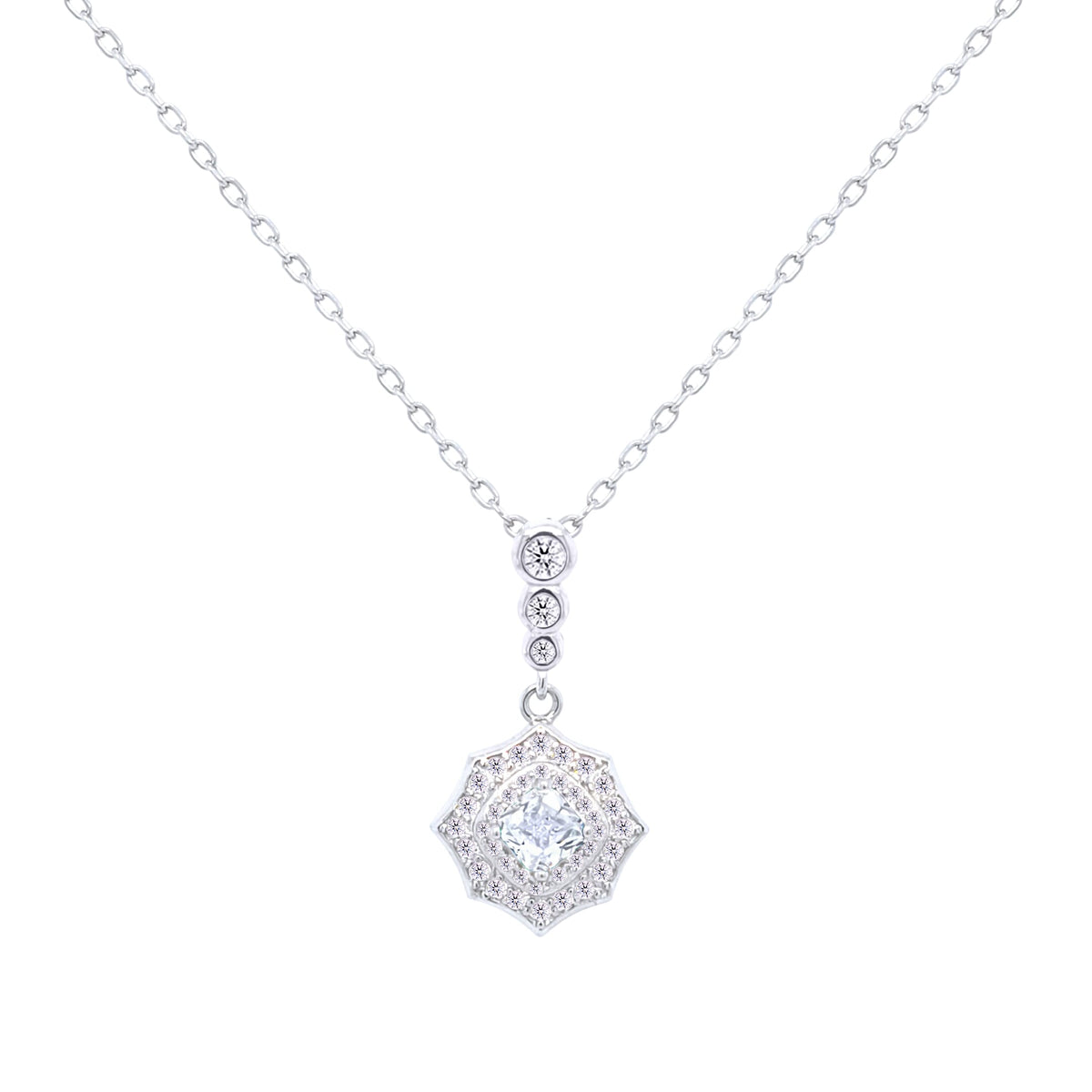 Asfour Crystal Chain Necklace With Decorative Pendant In 925 Sterling-ND0434