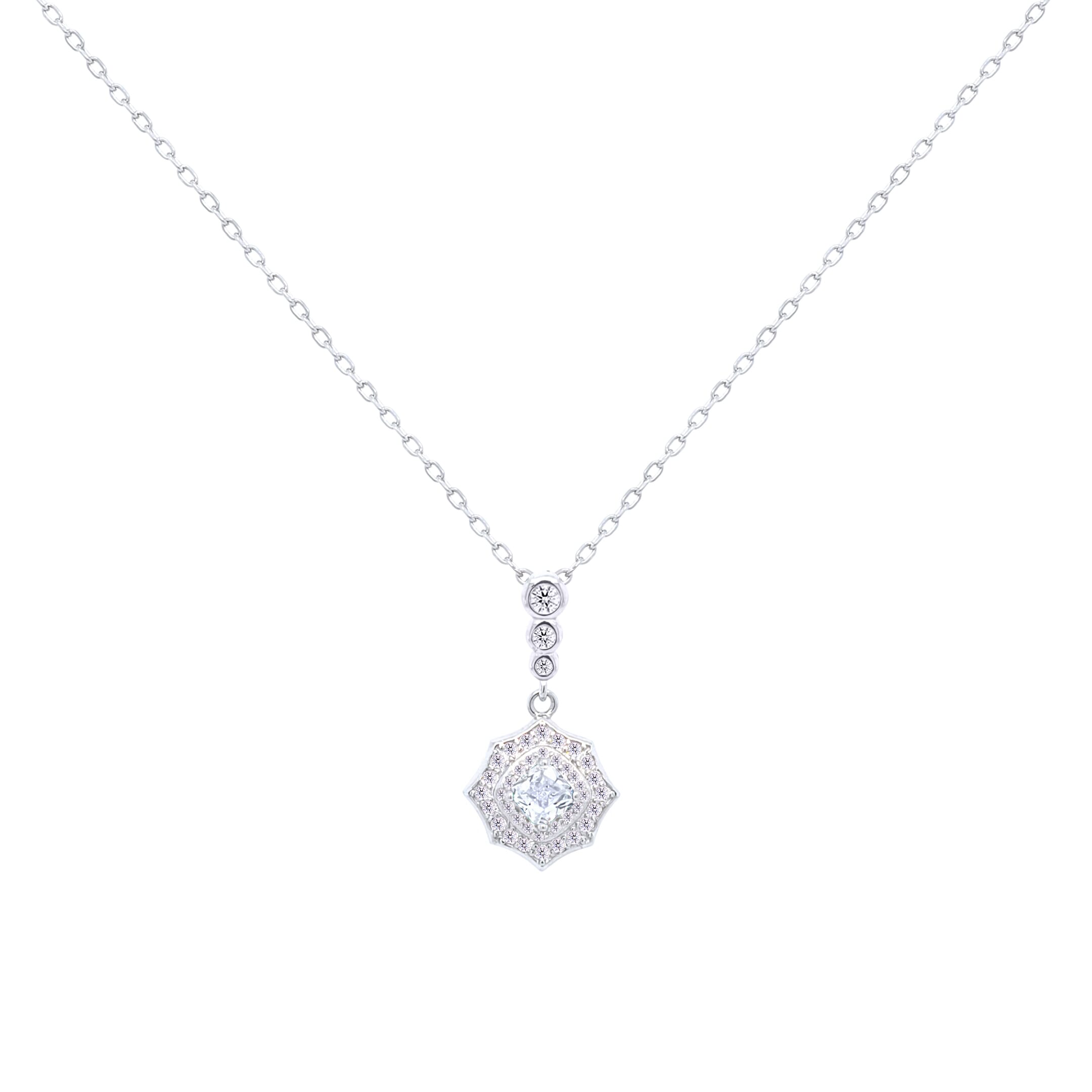 Asfour Crystal Chain Necklace With Decorative Pendant In 925 Sterling-ND0434