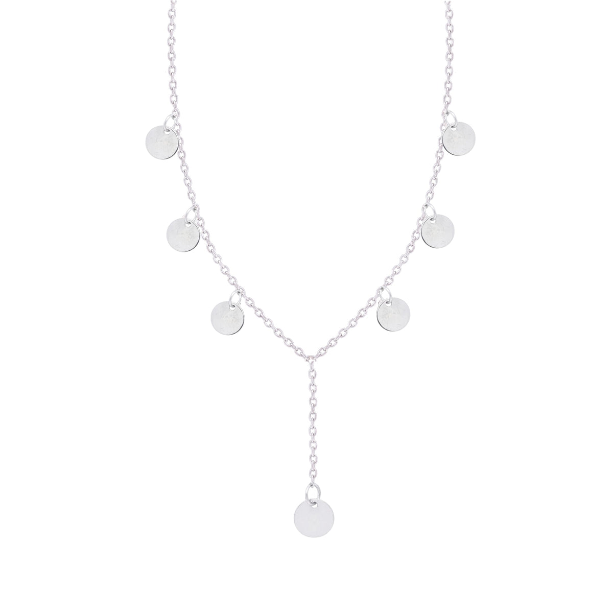 Asfour Crystal Charm Neclace With Round Discs In 925 Sterling Silver-ND0465