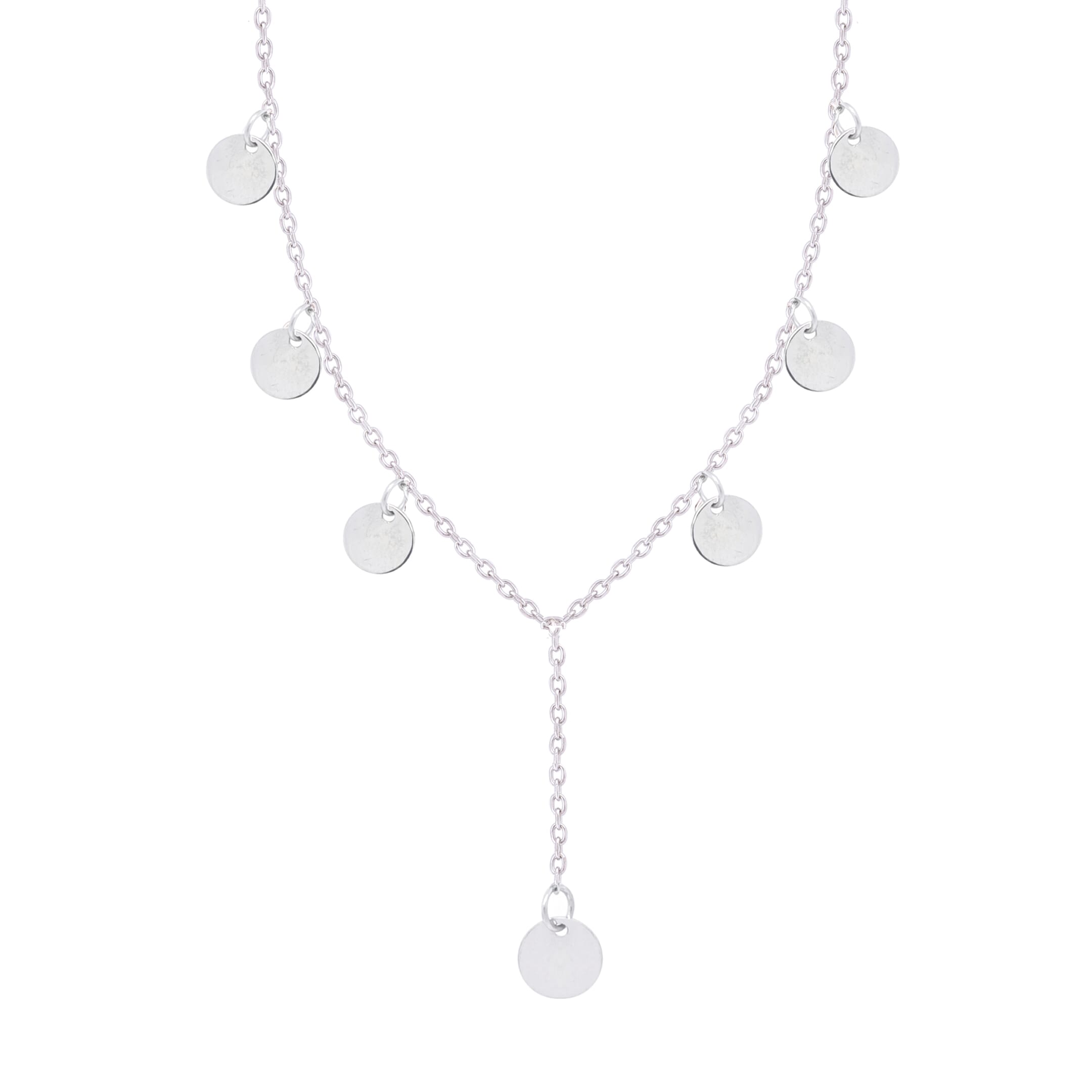 Asfour Crystal Charm Neclace With Round Discs In 925 Sterling Silver-ND0465