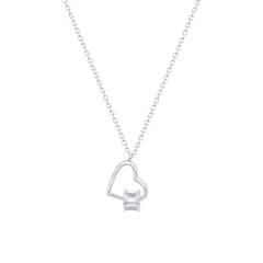 Asfour Crystal Chain Necklace With Heart Pendant In 925 Sterling Silver-ND0527