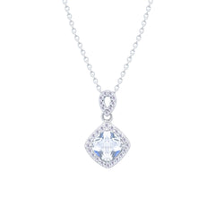 Asfour Crystal Chain Necklace With Rhombus Pendant In 925 Sterling Silver-ND0540