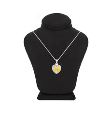 Asfour Crystal Box Chain Necklace With Yellow Heart Pendant In 925 Sterling Silver-ND0550-Y