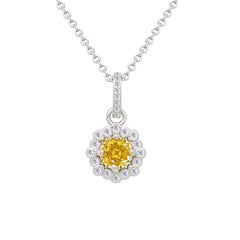 Asfour Crystal Chain Necklace With Yellow Flower Design In 925 Sterling Silver-ND0555-A-Y