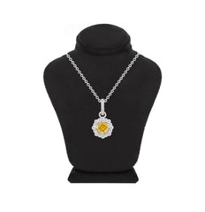Asfour Crystal Chain Necklace With Yellow Flower Design In 925 Sterling Silver-ND0555-A-Y