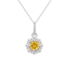 Asfour Creations Chain Necklace With Yellow Flower Design In 925 Sterling Silver – ND0555-Y