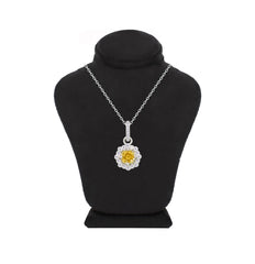 Asfour Creations Chain Necklace With Yellow Flower Design In 925 Sterling Silver – ND0555-Y