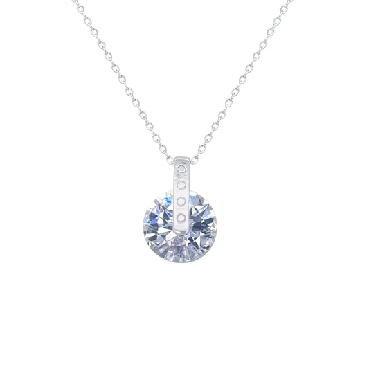 Asfour Crystal Chain Necklace With Round Zircon Stone In 925 Sterling Silver-ND0565