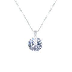Asfour Crystal Chain Necklace With Round Zircon Stone In 925 Sterling Silver-ND0565