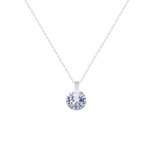Asfour Crystal Chain Necklace With Round Zircon Stone In 925 Sterling Silver-ND0565