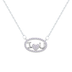 Asfour Crystal Chain Necklace With I Love You Design In 925 Sterling Silver-ND0566
