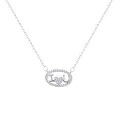 Asfour Crystal Chain Necklace With I Love You Design In 925 Sterling Silver-ND0566