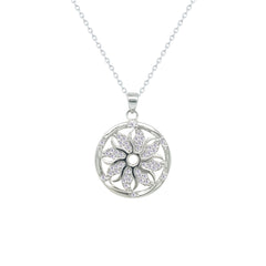 Asfour Crystal Chain Necklace With Flower Design In 925 Sterling Silver-ND0567