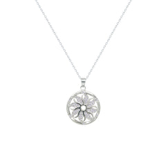 Asfour Crystal Chain Necklace With Flower Design In 925 Sterling Silver-ND0567