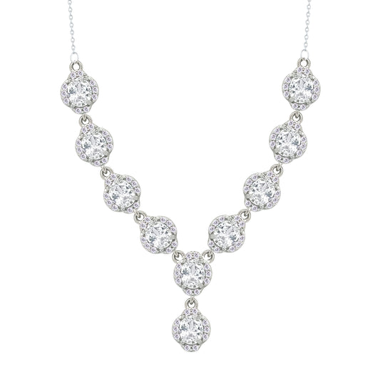 Asfour Crystal Chain Necklace with Round Design Zircon Stones In 925 Sterling Silver-ND0568