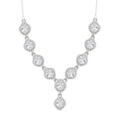 Asfour Crystal Chain Necklace with Round Design Zircon Stones In 925 Sterling Silver-ND0568