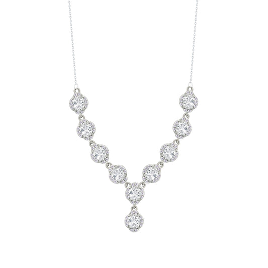 Asfour Crystal Chain Necklace with Round Design Zircon Stones In 925 Sterling Silver-ND0568