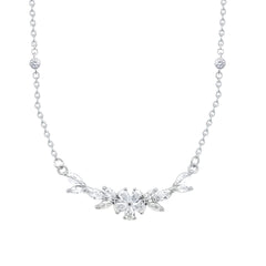 Asfour Crystal Chain Necklace With Flower Design In 925 Sterling Silver-ND0569