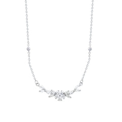 Asfour Crystal Chain Necklace With Flower Design In 925 Sterling Silver-ND0569