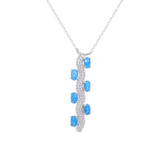 Asfour Crystal Chain Necklace With Rose Snake Pendant In 925 Sterling Silver-ND0570-W-OA