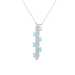 Asfour Crystal Chain Necklace With Pyramid Design In 925 Sterling Silver-ND0594