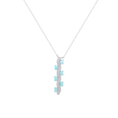 Asfour Crystal Chain Necklace With Pyramid Design In 925 Sterling Silver-ND0594