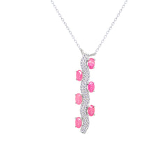 Asfour Crystal Chain Necklace With Blue Snake Pendant In 925 Sterling Silver-ND0570-WB