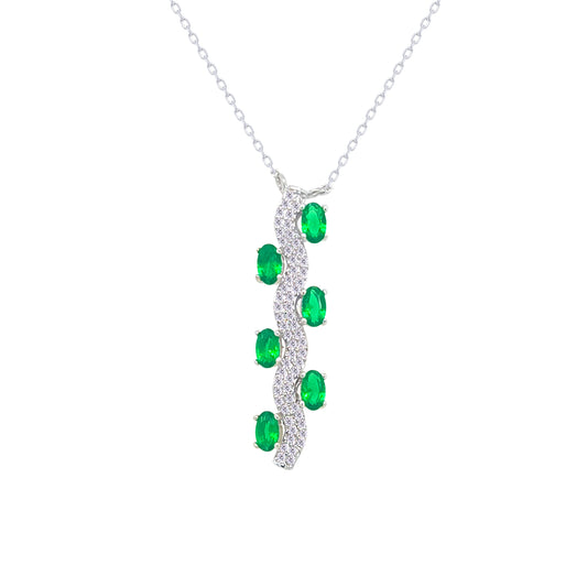Asfour Crystal Chain Necklace With Blue Snake Pendant In 925 Sterling Silver-ND0570-W-BLA