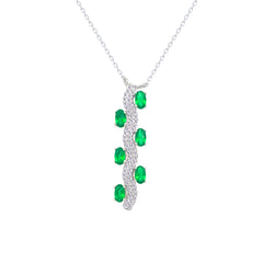 Asfour Crystal Chain Necklace With Blue Snake Pendant In 925 Sterling Silver-ND0570-W-BLA