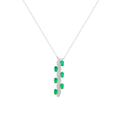 Asfour Crystal Chain Necklace With Blue Snake Pendant In 925 Sterling Silver-ND0570-W-BLA