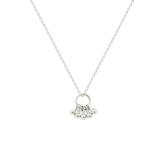 Asfour Crystal Chain Necklace With Dangling Ball Design In 925 Sterling Silver-ND0571