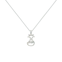 Asfour Crystal Chain Necklace With Cat Design In 925 Sterling Silver-ND0572