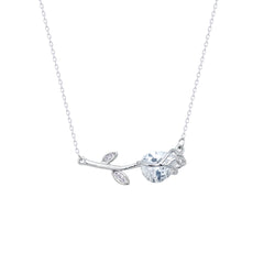 Asfour Crystal Chain Necklace With Tulip Flower Design In 925 Sterling Silver-ND0573