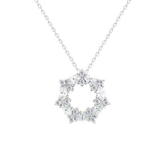 Asfour Crystal Chain Necklace With Round Marquise Cut Stones In 925 Sterling Silver-ND0575