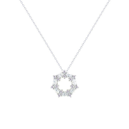 Asfour Crystal Chain Necklace With Round Marquise Cut Stones In 925 Sterling Silver-ND0575