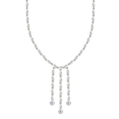 Asfour Crystal Tennis Necklace With Baguette Zircon Stones In 925 Sterling Silver-ND0579