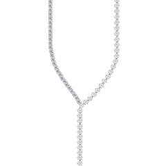 Asfour Crystal Tennis Necklace With Round & Marquise Stones In 925 Sterling Silver-ND0581